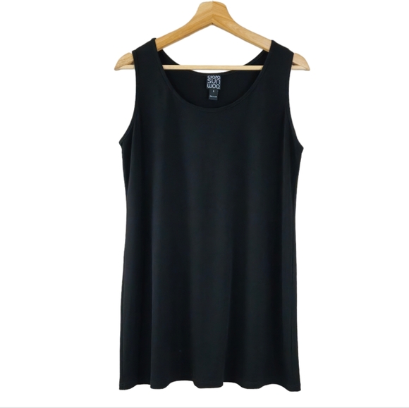 Clara Sun Woo Black Sleeveless Stretchy Career Tunic Top - Picture 1 of 3